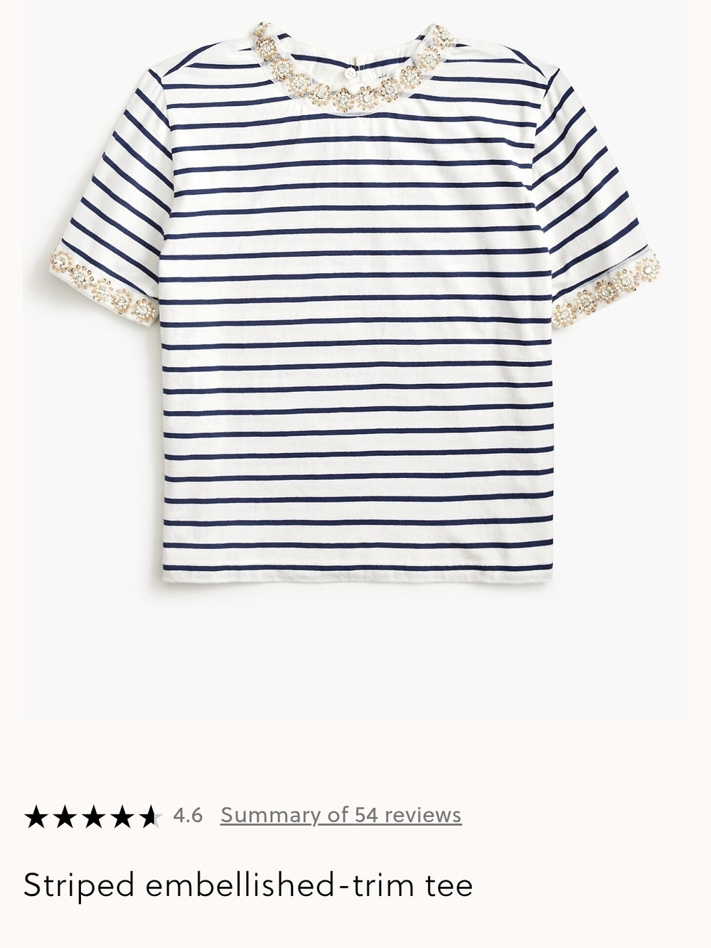 Striped Embellished-Trim Tee(L)